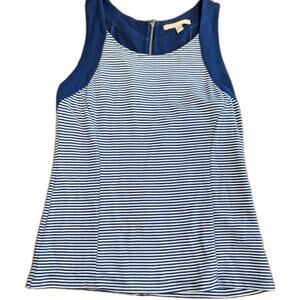 Banana Republic Women's Shirt Size 2P Small Blue Tank Top Zipper Striped EUC